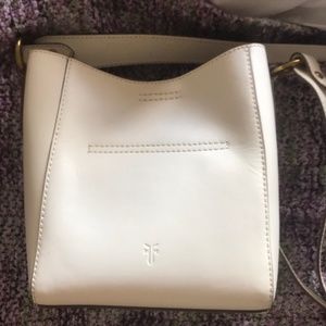 White Crossbody Bucket Purse